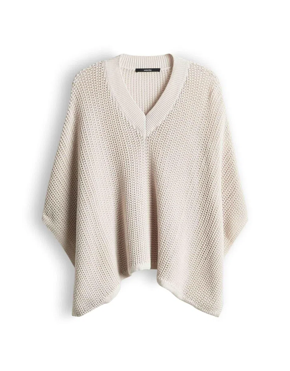 someday Damen Poncho/Cape | Strick Poncho aus BCI Cotton Mix