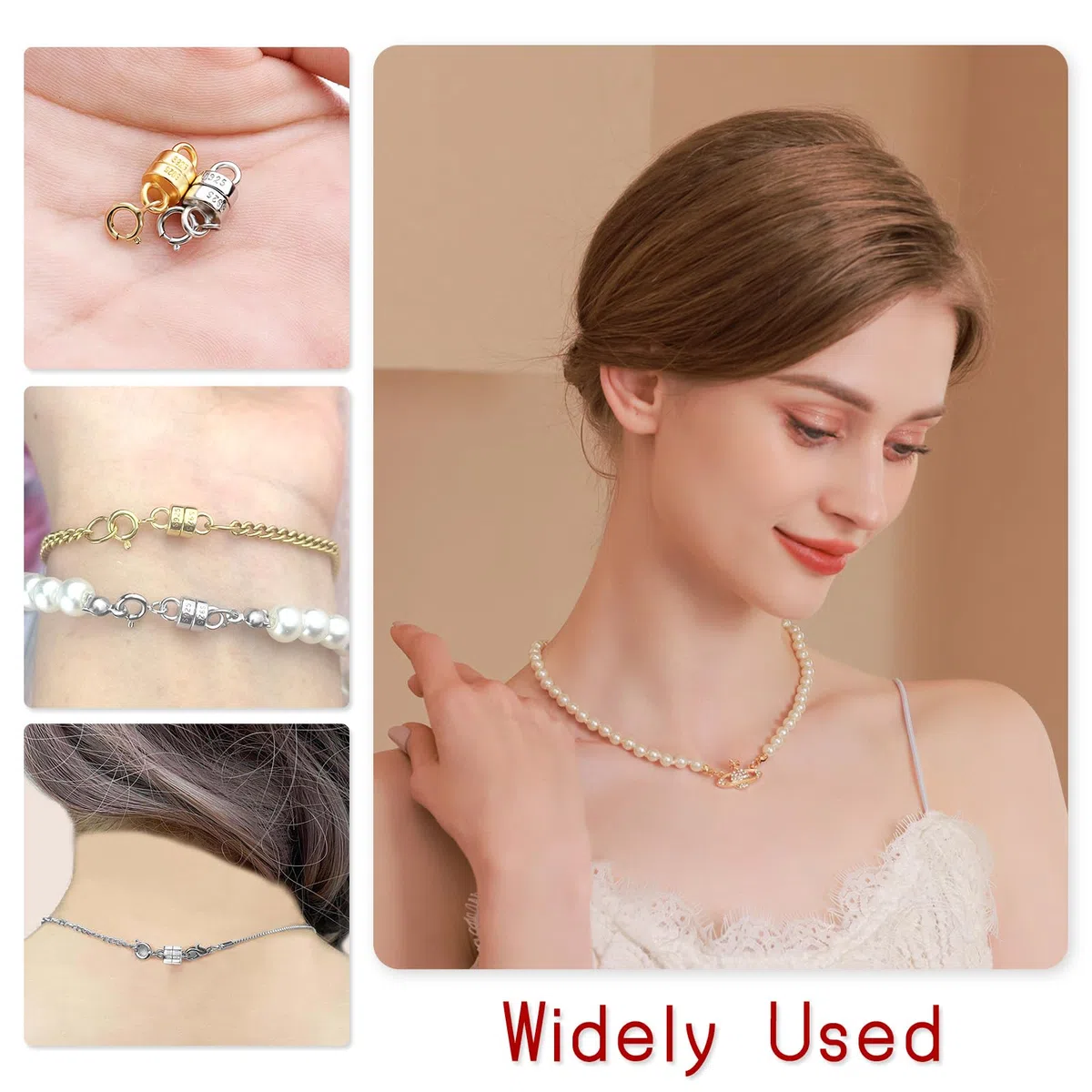 OHINGLT Magnetischer Verschluss und Verschluss aus 925er-Sterlingsilber, Roségold-Verschluss, Konverter für Armband aus Gold und Silber, für Schmuckherstellung, Verbindungsstück für