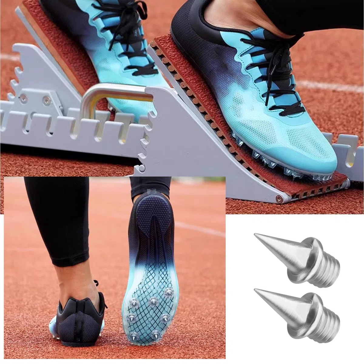 28 Stück Schuhspitzen, Gewindedurchmesser 5 mm, Länge der Nägel 9 mm, für Wettkampftraining, Laufen, Sprinten auf Asphalt, Asche, Eisfeld, silberfarben