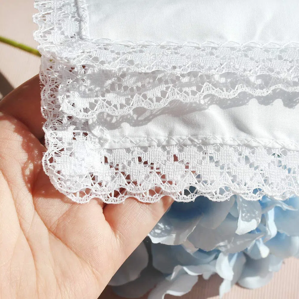 HOULIFE 6/12 Stücke Damen Klein Weiß Taschentücher aus Reiner Baumwolle mit Spitzen 25x25cm für Alltagsgebrauch&Hochzeit