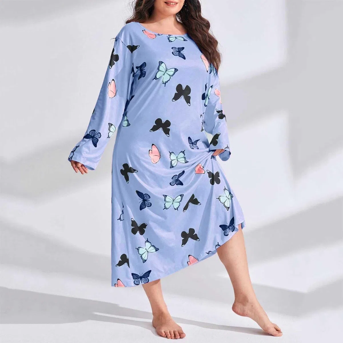 Damen Umstandsnachthemd Grosse Grössen Schlafshirt Rundhals Blumen Pyjama Leicht Weich Nachtwäsche Loose Schlafkleid Sommer Schlafhemd Loungewear Kurzarm Maxi Lang Baumwolle Nachthemd
