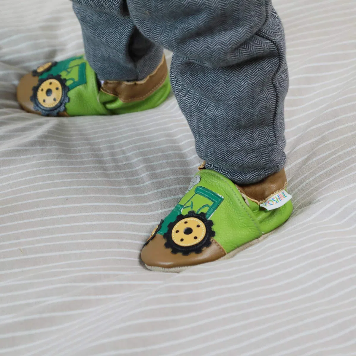 Weiches Leder Krabbelschuhe Baby Schuhe Kinder Lauflernschuhe Hausschuhe 0-3 Jahre (Grau, 18)