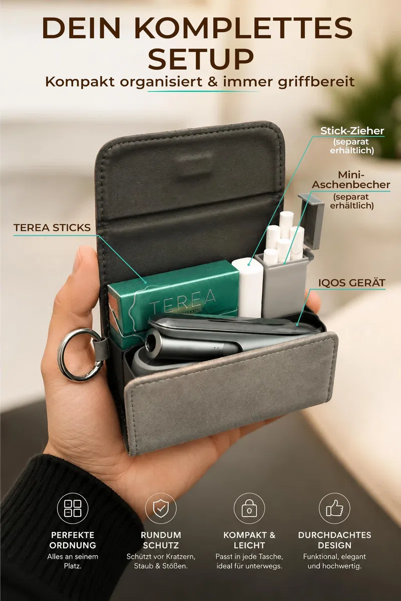 [15+ FARBEN] e-smoQ Etui für IQOS ILUMA i & ILUMA – Hülle für IQOS Zubehör, Tasche auch für ILUMA Prime (grau)