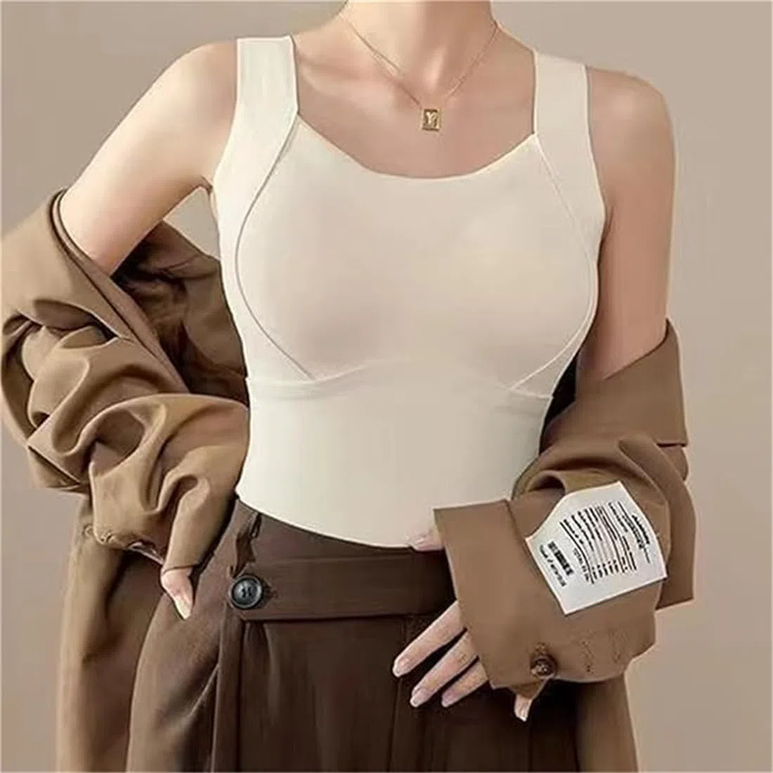 Patiyu Shop Built BH, verdicktes, warmes Tanktop mit Büstenhalter, 2-in-1 wärmende Weste mit integriertem BH, Kaschmir-Pullover-Weste, Patiyu Thermo-Tanktop für Damen mit integriertem BH