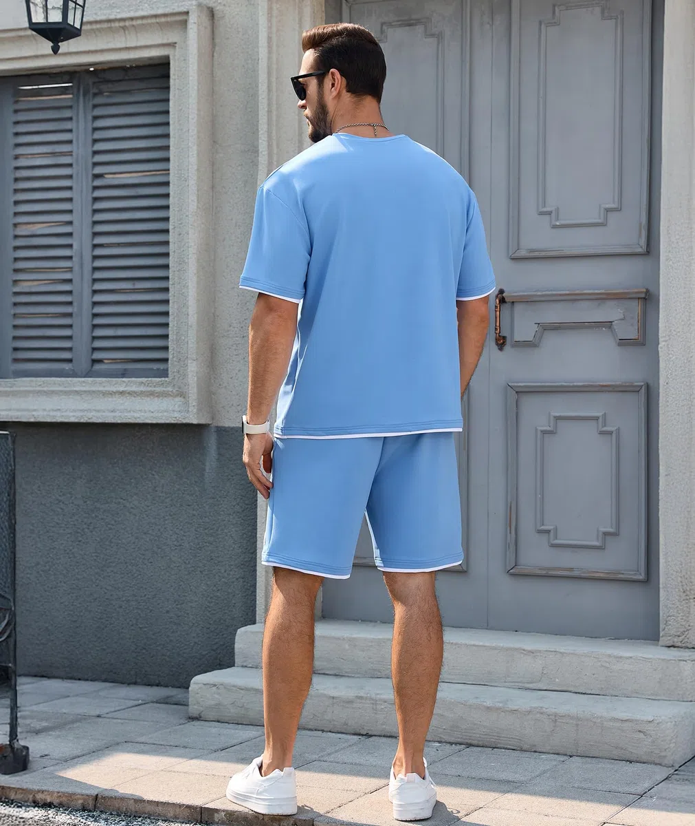Elainone Herren Sommer Set T-Shirt & Shorts Kurz Trainingsanzug 2-teiliges Set 95% Polyester 5% Elasthan