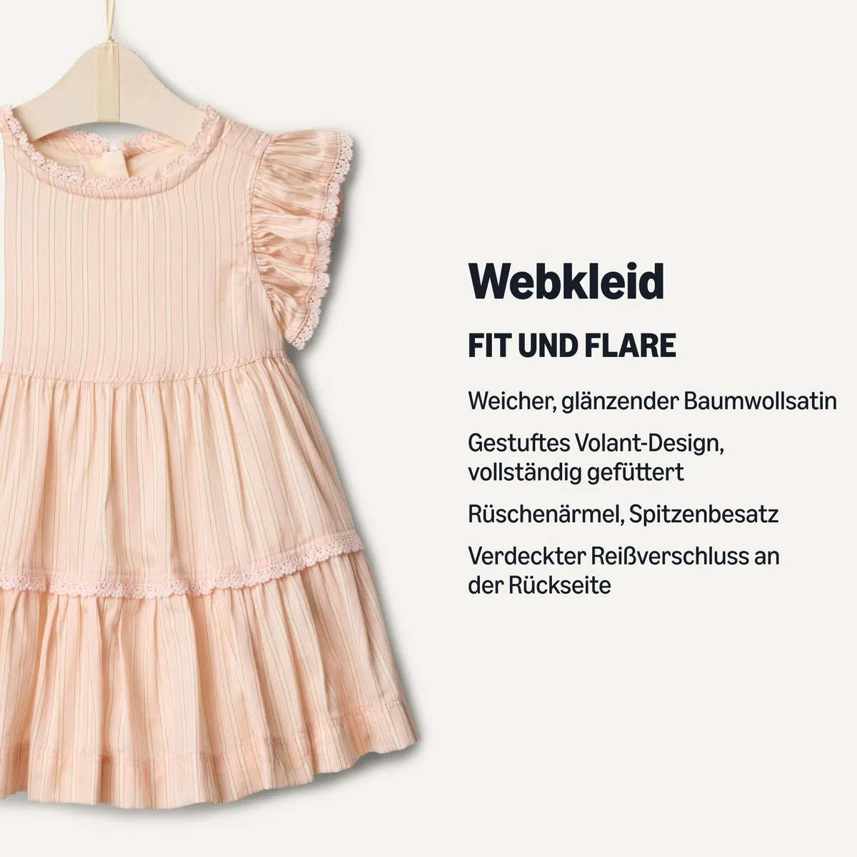 Amazon Essentials x Sofia Grainge Baby und Mädchen Lässiges Kleid aus gewebtem Baumwollsatin im Fit-and-Flare-Schnitt