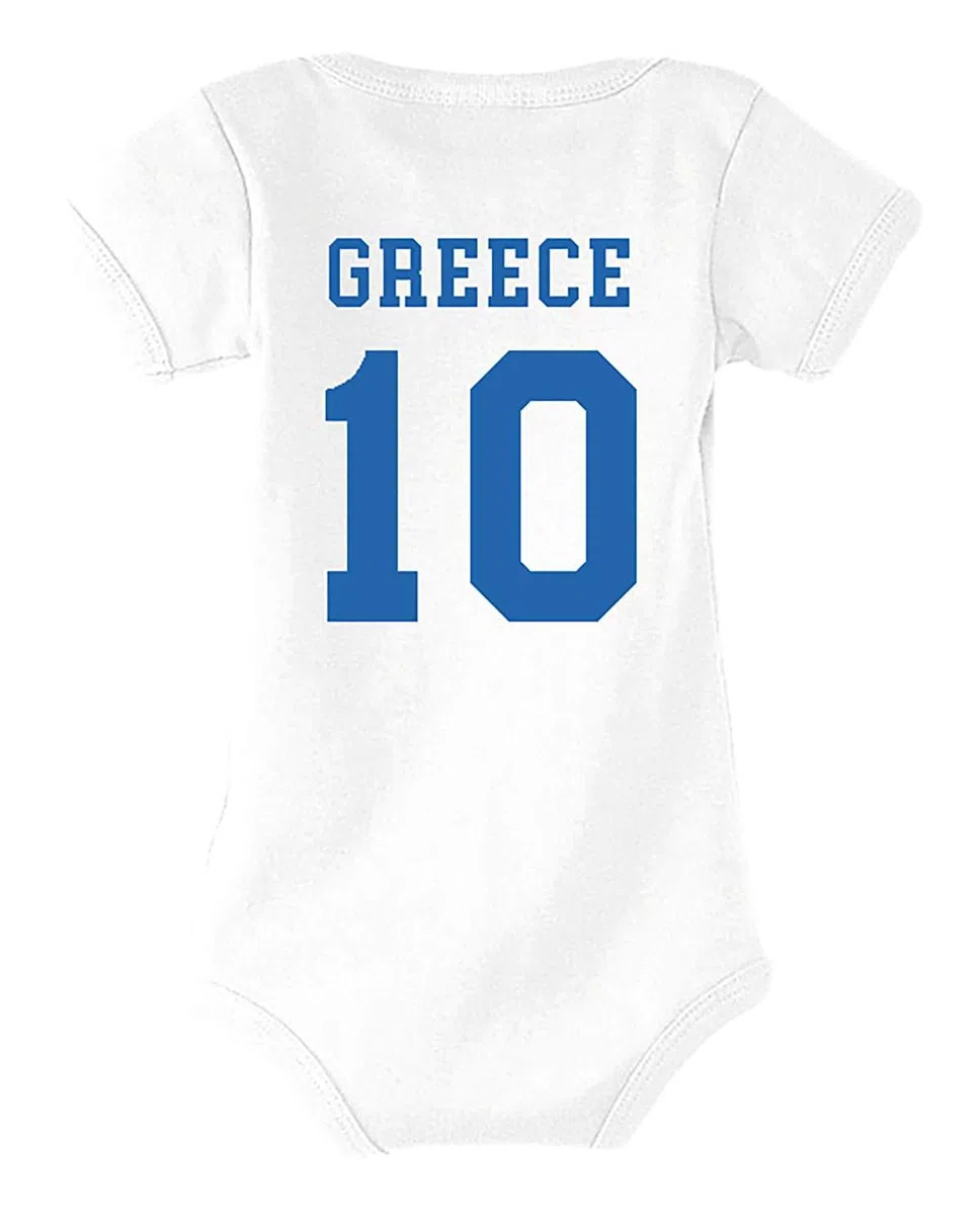 Kinder Baby Strampler Shirt Griechenland mit Wunschname + Nummer