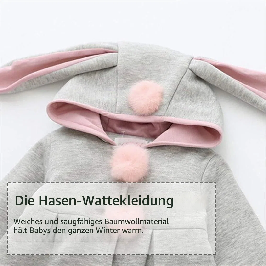 EDOTON Baby Mädchen Mäntel aus Baumwolle Frühlung Herbst Winter Jacken mit Haarballen Kaninchen Ohr Kleinkinder warm Kleidung