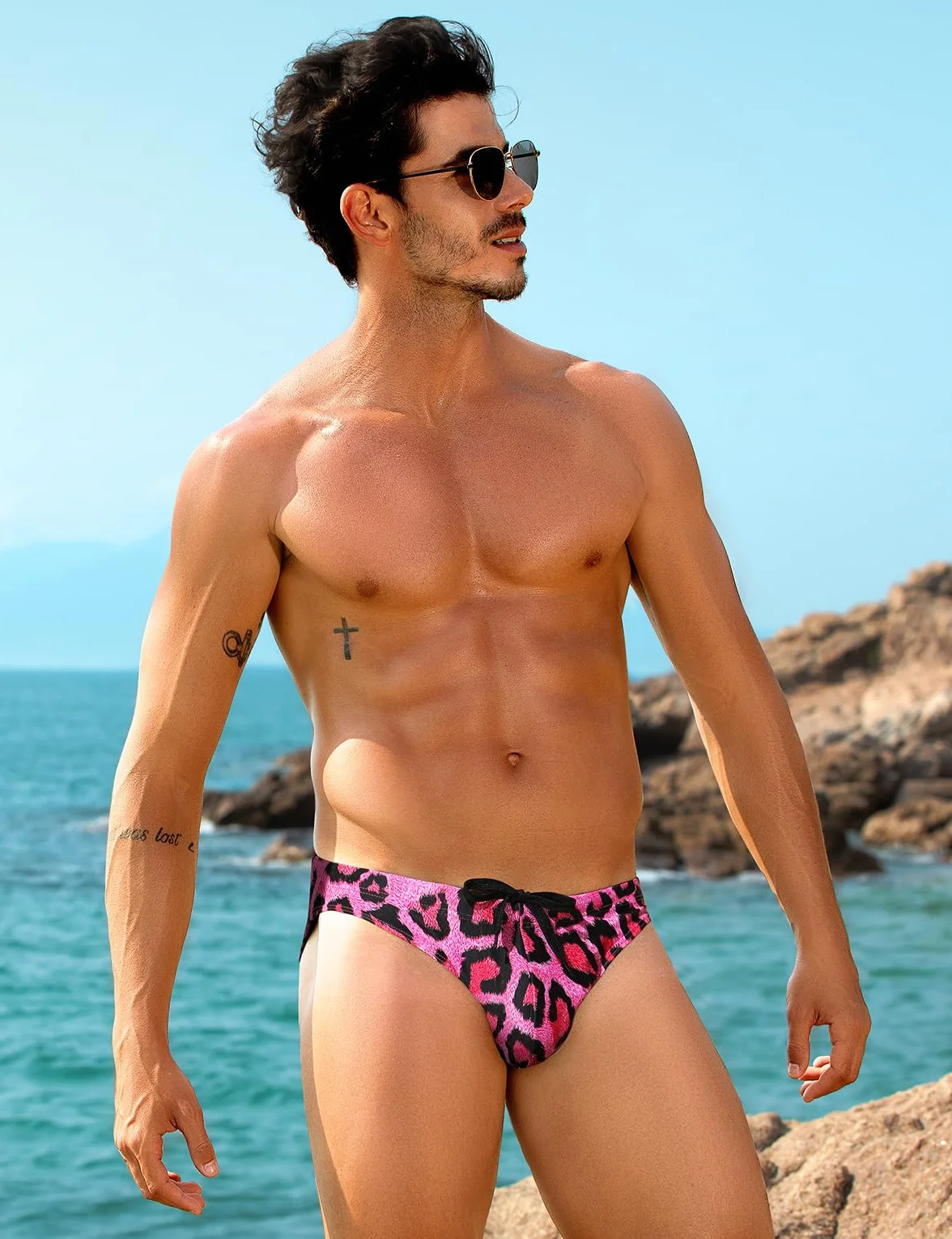 Casey Kevin Badehose Herren Badeslip Sexy Männer Badehosen Eng Kurz Badeshorts Mit Tunnelzug Schwimmhose