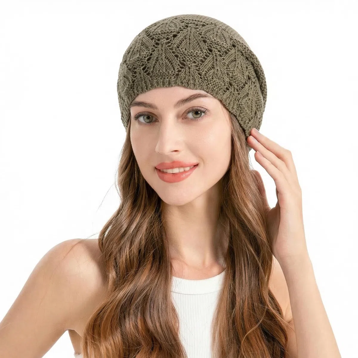 ZLYC Damen Sommer Strickmützen Handstricken Häkelmütze Vintage Beanie Mütze