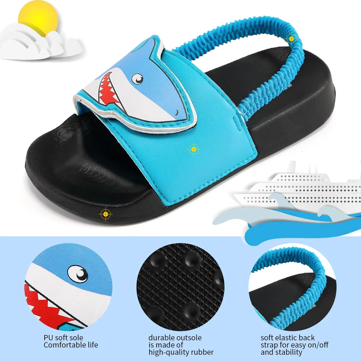 Littleplum Badelatschen Kinder Badesandalen Mädchen Badeschlappen Kinder Badeschuhe(A Blau,32/33 EU)