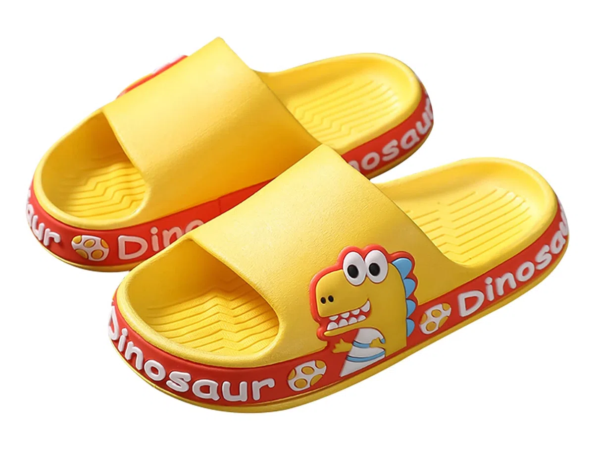 SEAUR Kinder Badeschlappen Rutschfeste Badelatschen Offene Zehen Badeschuhe mit Dinosaurier Muster Sommer Hausschuhe für Badezimmer Pool Schlafzimmer