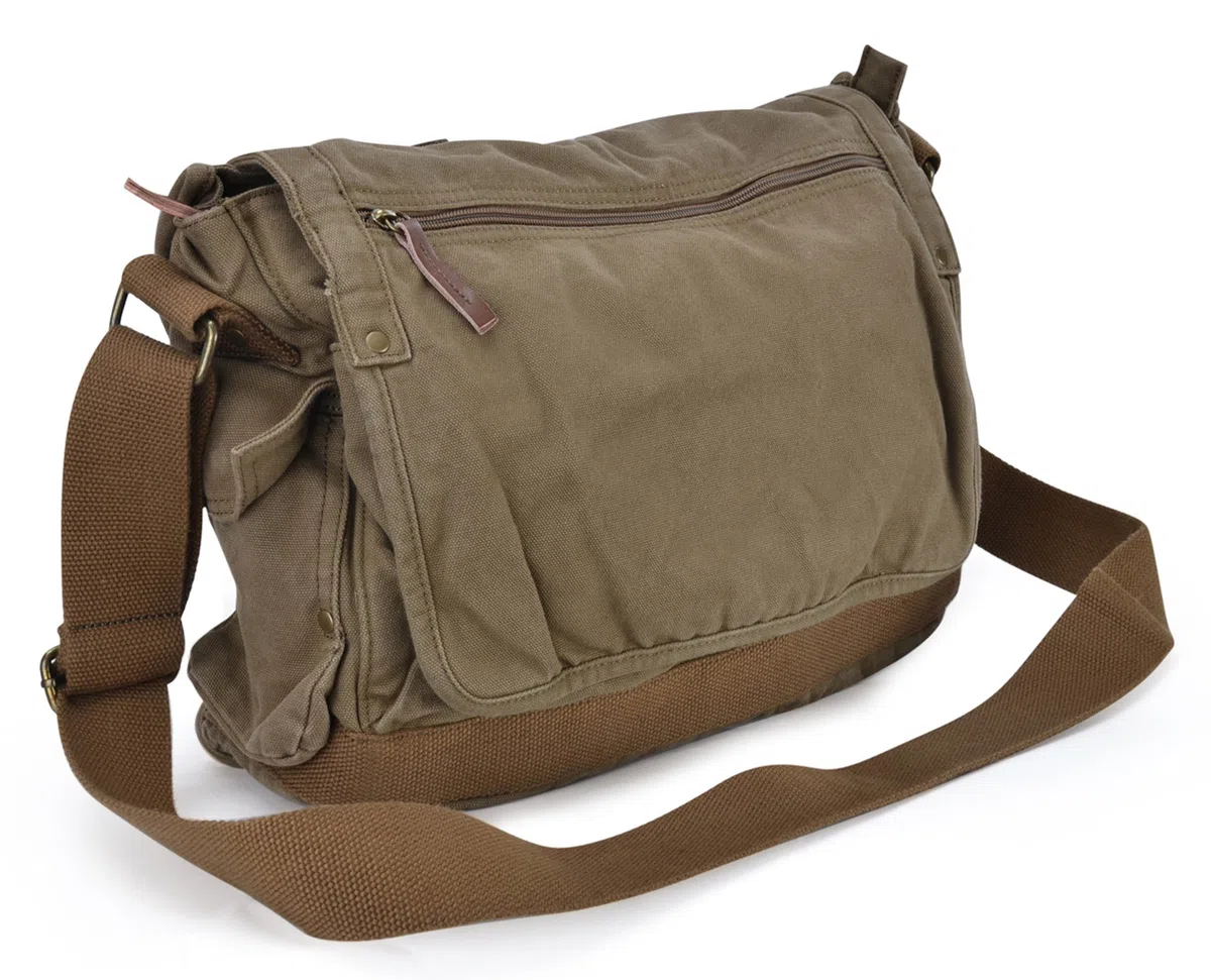 Gootium Canvas Shoulder Bag Vintage Cross Body Messenger Bag Mens Satchel 15.6