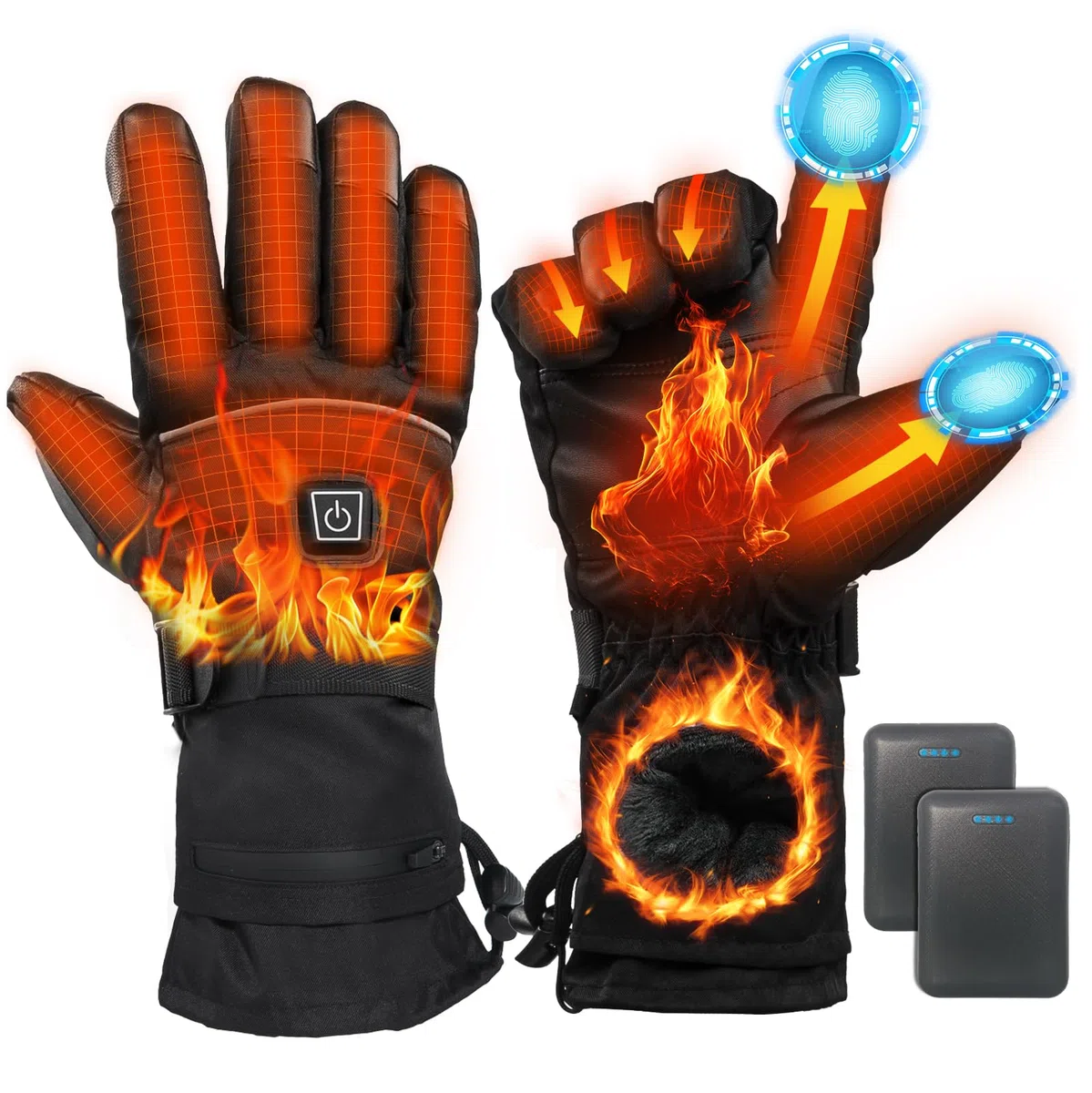 Minthouz Beheizbare Handschuhe 5V 5000 mAh USB-C Wiederaufladbar Wasserdicht Touchscreen 3 Heizstufen Winterhandschuhe