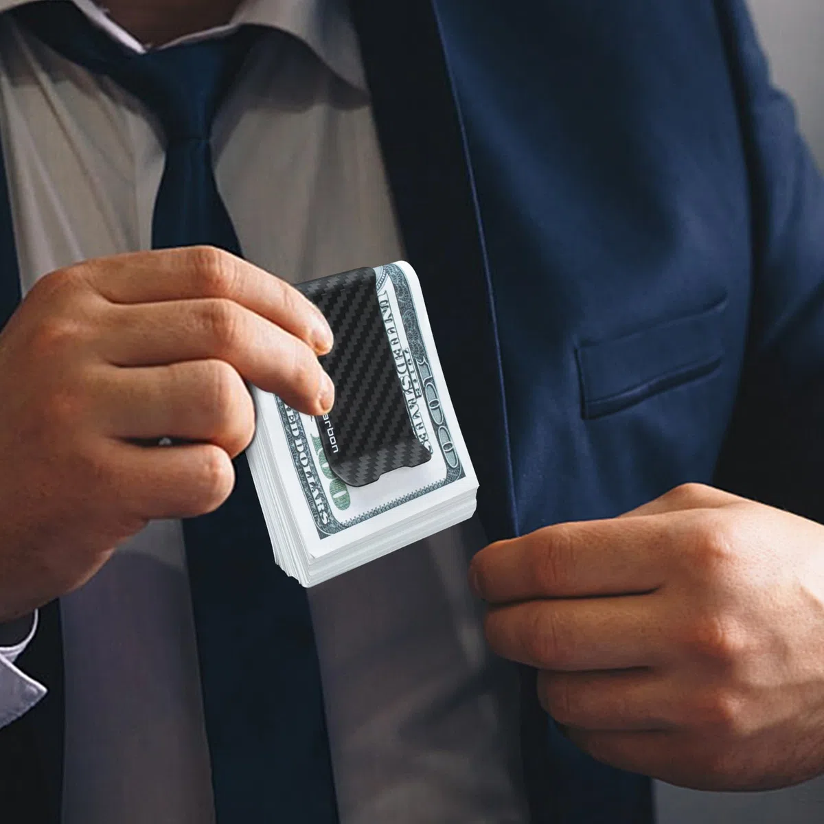 T-carbon Kohlefaser Mattes Geldklammer angenehm zu berühren Geldklammer für Männer Geldklammer für geldscheine Money Clip Schwarz