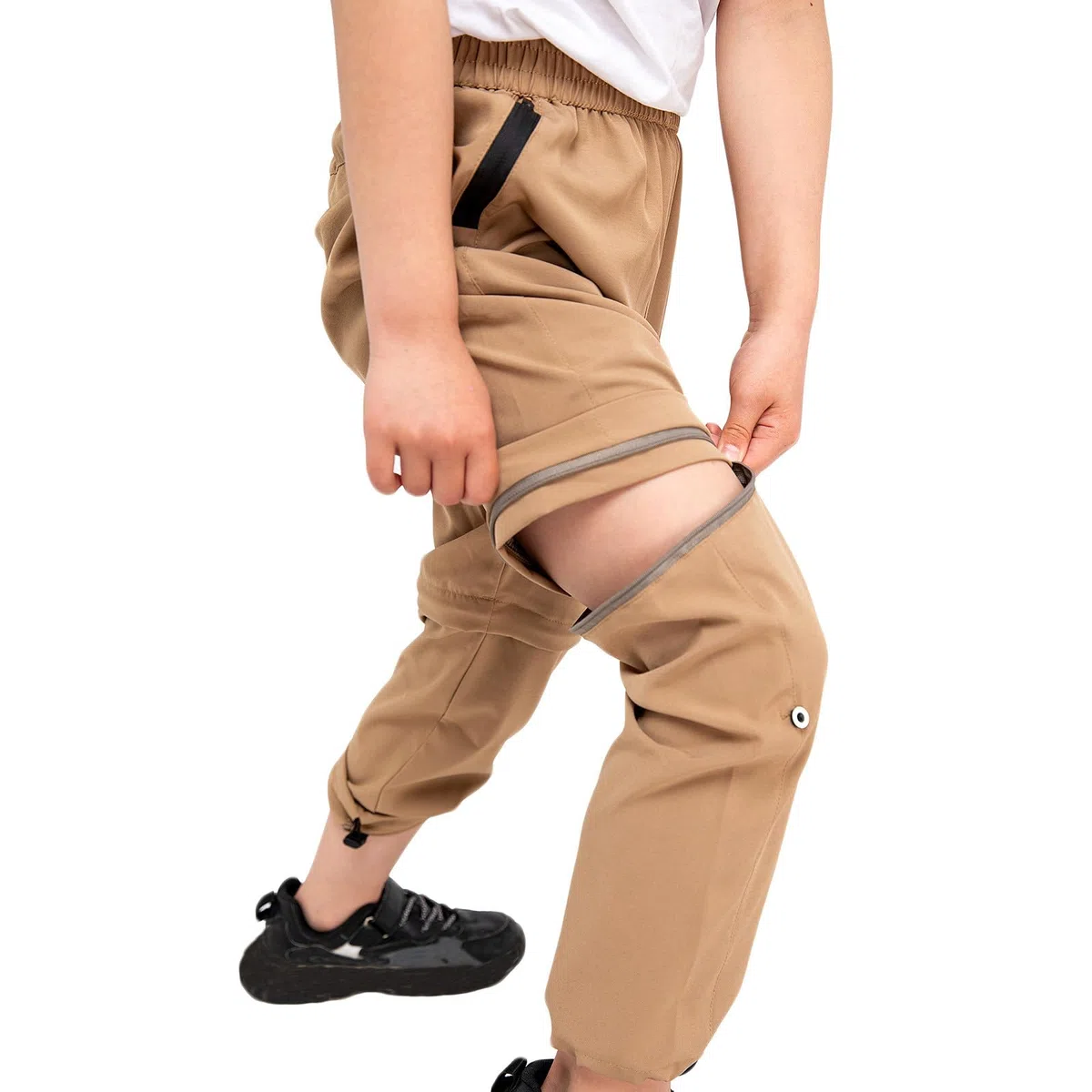 Kinder Zip Off Wanderhose Abnehmbar Trekkinghose, 2 in 1 Pants Jungen Elastische Taille Outdoorhose Arbeit Hosen Einfarbig Funktionshose Wasserdicht & Atmungsaktiv Outdoorhosen
