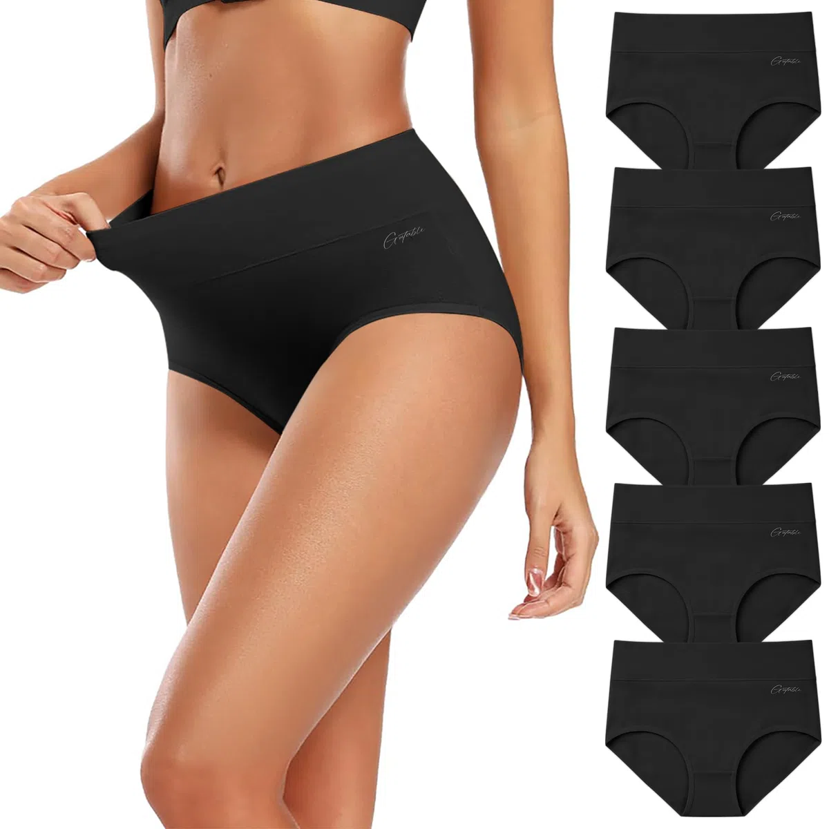 Unterhosen Damen 5er Pack–Hohe Taille Baumwolle Slips, Stretch & Atmungsaktive Panties, Weiche Unterwäsche für Frauen (Gr.S-3XL)