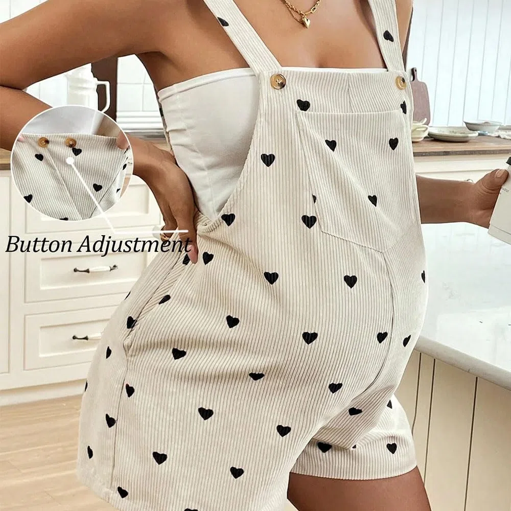 Umstandsoverall Shorts für Damen, Cord Umstands Overalls Locker Elegant Schwangerschaft Weites Bein Umstandsbody Einteiler für Schwangere