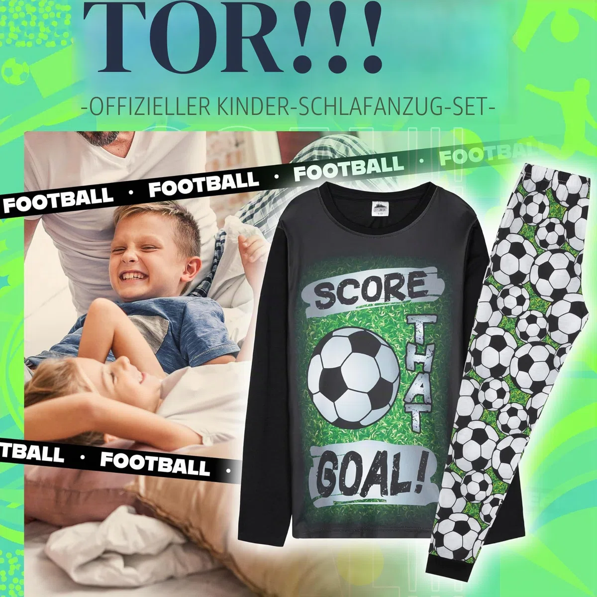 CityComfort Schlafanzug Jungen Lang Weich Pyjama Set mit Coolen Designs Gamer Order Fussball Lounge Wear Geschenke Jungs Teens
