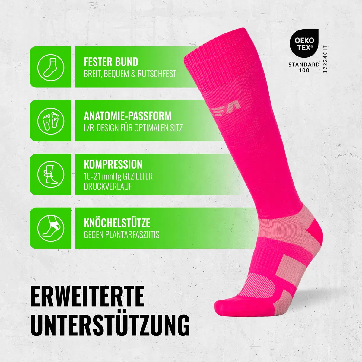 CFA V1 Qualitäts-Kompressionssocken für Männer und Frauen - Ideal fürs Laufen, Fitnessstudio, Radfahren, Muskelerholung oder Workouts - Nachhaltige Dänisches Design