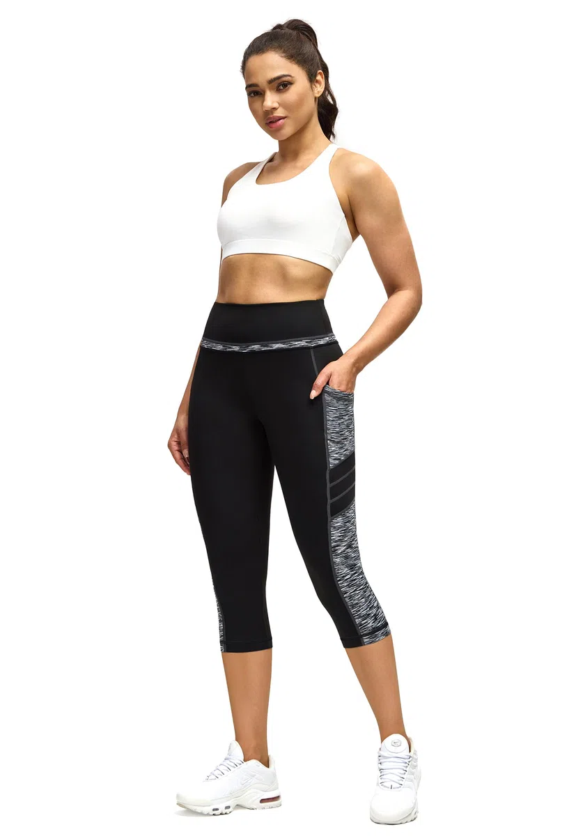 Sporthose Damen 3/4 mit Tasche,Blickdicht Leggings Damen Jogginghose Damen Fitnesshose