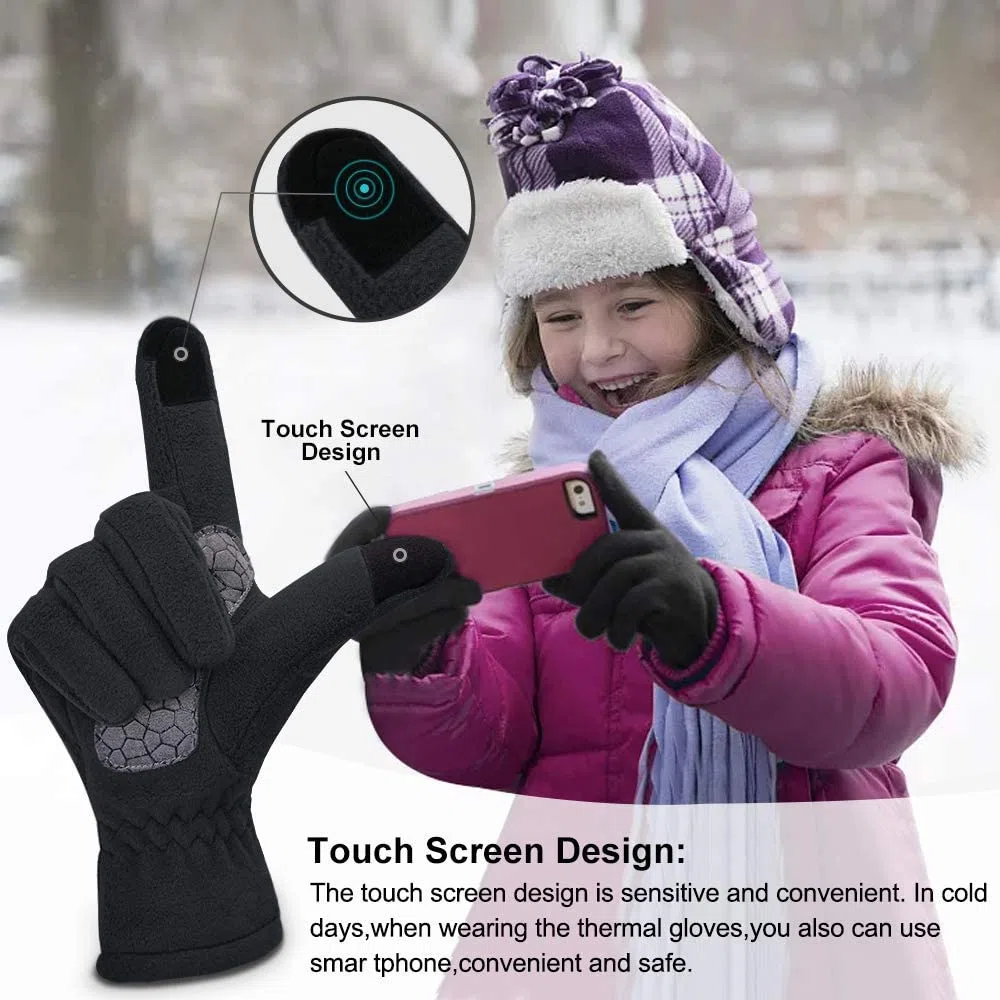 Arcweg Handschuhe Kinder Fleece Warm Laufhandschuhe Winter Gloves rutschfest Fahrradhandschuhe Touchscreen Winterhandschuhe Jungen Mädchen Fingerhandschuhe Sport Outdoor Camping Wandern Laufen