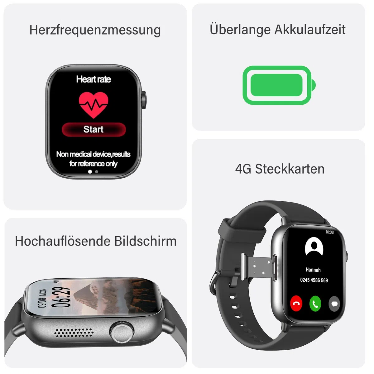 4G Smartwatch Kinder Herren Damen mit Nano-SIM, Telefon, 1,92" HD Display Smart Watch mit Pulsmesser Sportmodi Spiele Wecker, IP68 Wasserdicht Schrittzähler, Fitness Tracker für 5-16 Mädchen Junge