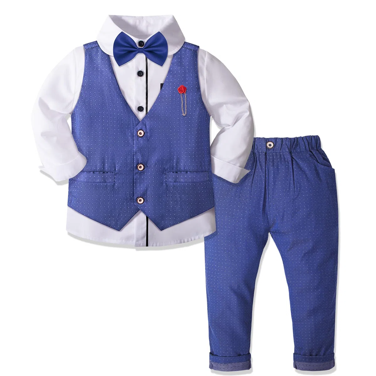 Nwada Kinder Anzug Set Frühling Bekleidung Jungen Festival Smoking Weste und Hemd und Hose und Fliege