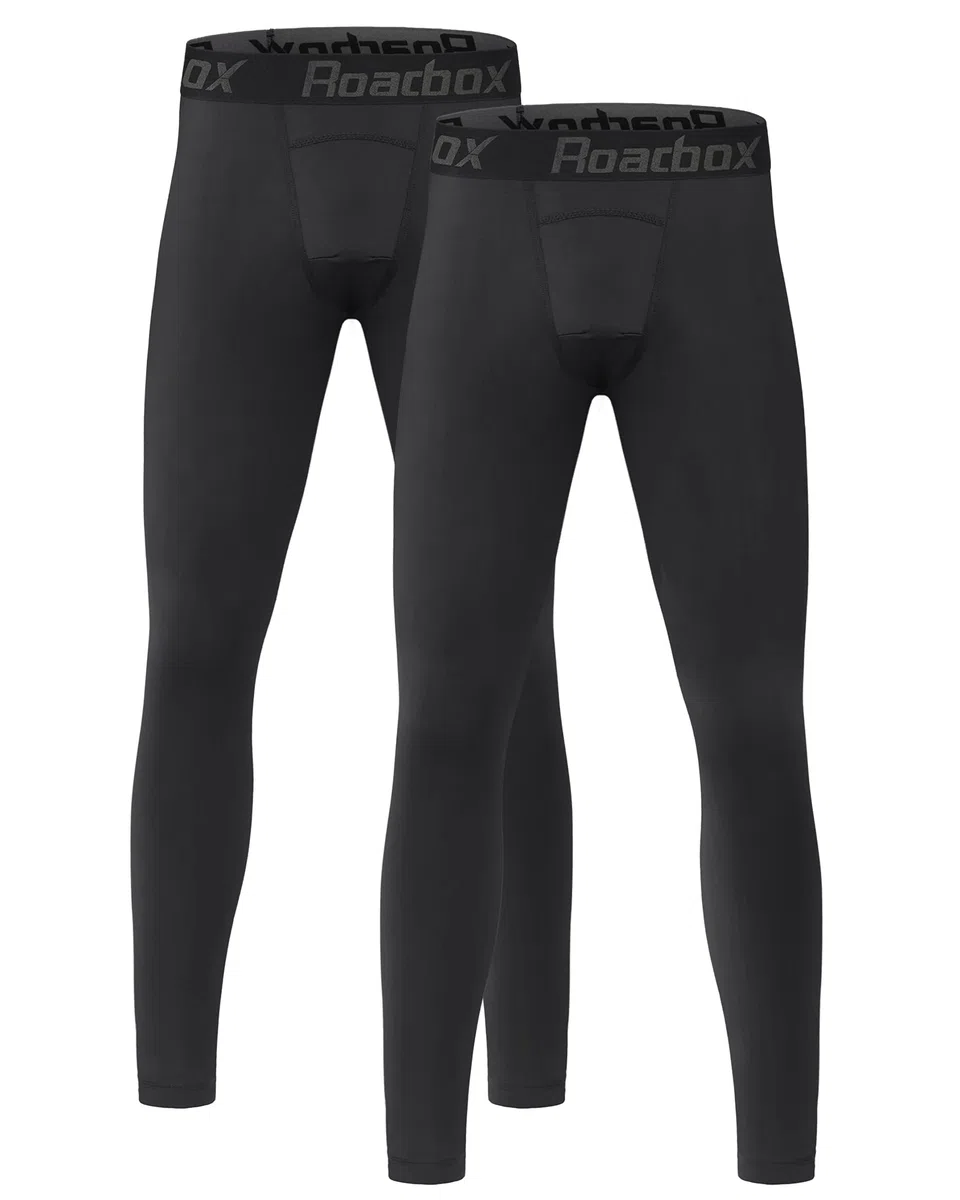 Roadbox 1er/2er Pack Kompressionshose Jungen, Sport Leggings Lang, Atmungsaktiv, Schnell Trocknend für Fußball & Laufen