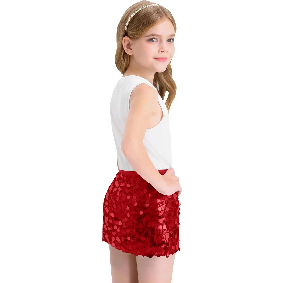 Pailletten Rock mädchen Glitzerrock Mädchen Pailletten Rock Elastischer Bund Funkelnde Glitzer Plissee Skorts mit Futter für Kinder Tanz Prinzessinnen Kleid
