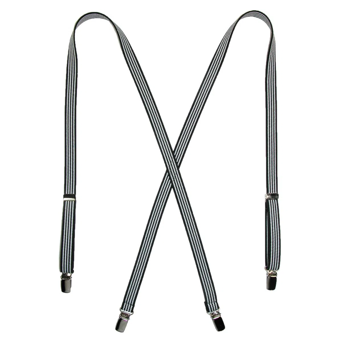 CTM Damen Elastische X-Rücken 3/4 Zoll Schwarz und Weiß Nadelstreifen Hosenträger Nadelstreifen