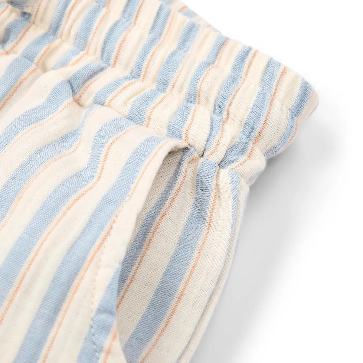 Little Dutch Kinder Kurze Hose Shorts - für Jungen - mit Streifen - Baumwolle Musselin - Forest Friends - blau/weiß (Gr. 86)
