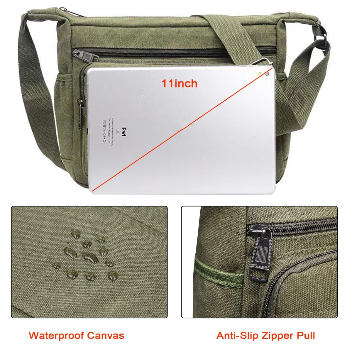 JAKAGO Wasserdichte Umhängetasche Herren Segeltuch Arbeitstasche Outdoor Camping Reisen