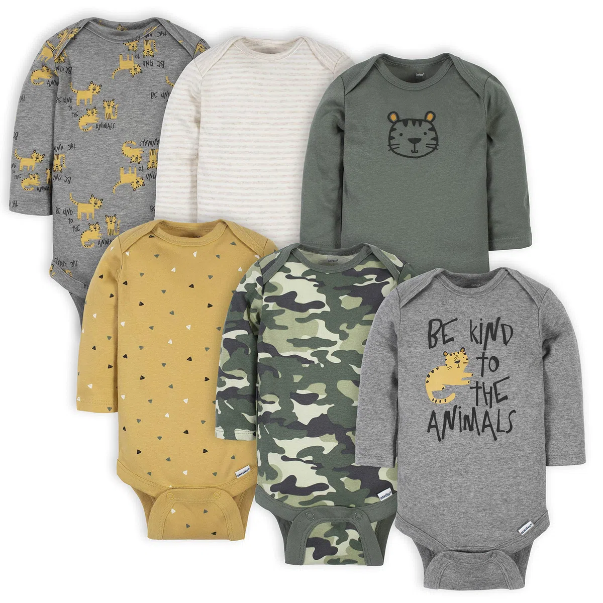 Gerber Baby - Jungen 6-pack Long-sleeve Onesies Bodysuit Baby- und Kleinkind-T-Shirt-Set (6er Pack)
