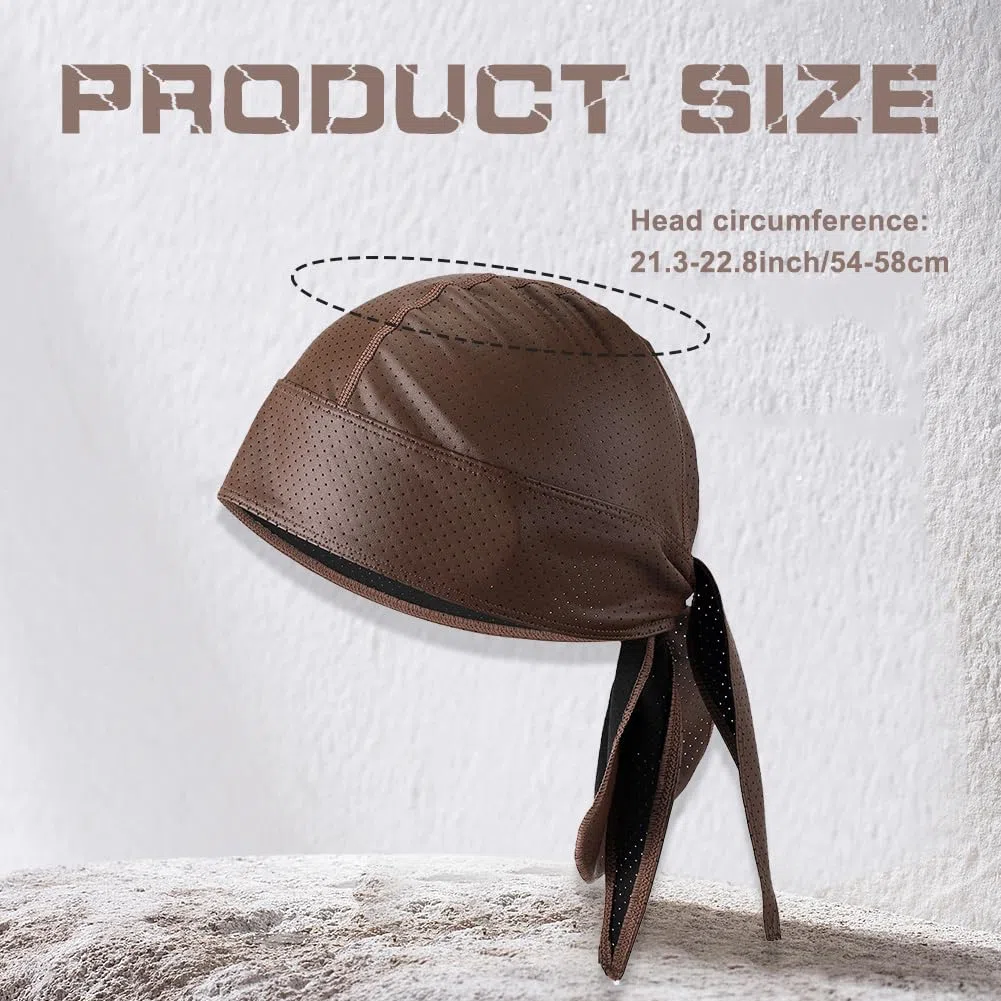 Biker-Kappe aus PU-Leder, für Herren und Damen, Helm-Innenfutter, Bandana, Motorrad, Durags, Radmütze, Radmütze, 2 Stück