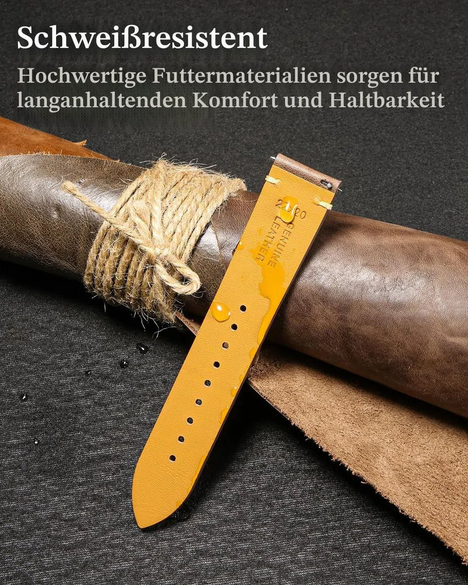 REZERO Schnellverschluss-Uhrenarmbänder aus Kalbsleder, Uhrenbänder, Uhrenarmband aus weichem Leder für Herren und Damen, 18 mm, 19 mm, 20 mm, 21 mm, 22 mm, 23 mm, 24 mm