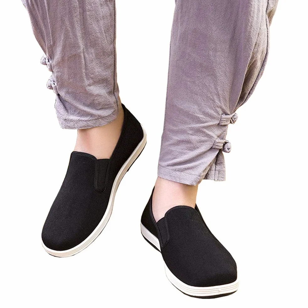 Kung Fu Tai Chi Kampfkunst Schuhe Gummisohle Unisex Leinwand Anti-Rutsch-Mode Qigong Trainer Schwarz