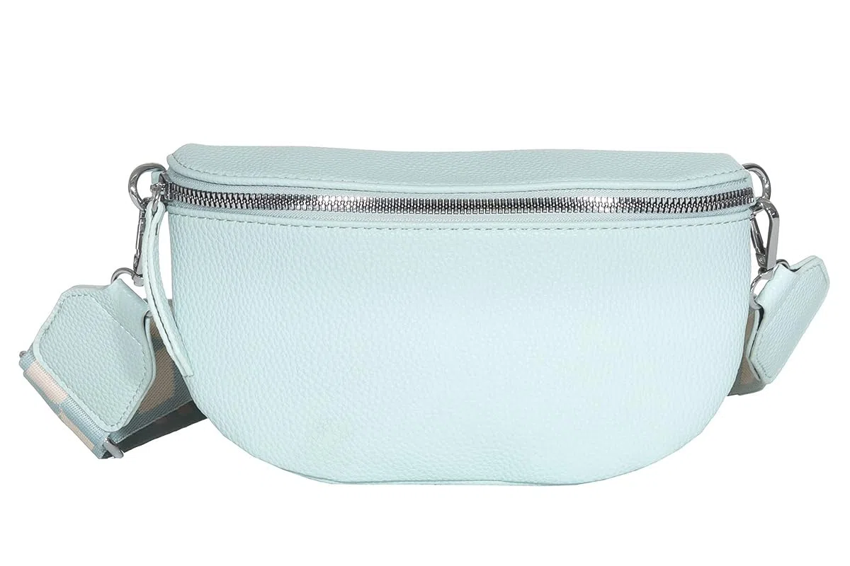 Bauchtasche Damen stylisch Umhängetasche Hüfttasche Bodybag Gürtel Crossbody Bag Schultertasche mit Verstellbaren Gurt 25 (Mint, M / 28 x 18 x 9 cm)