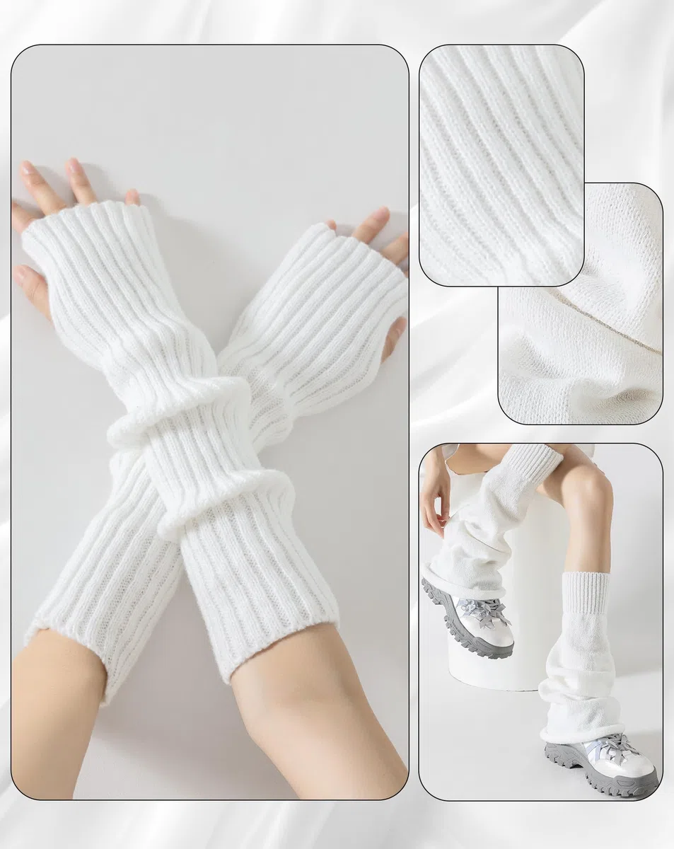Yawlsow Stulpen Damen Knöchelwärmer Winter Gestrickte Beinwärmer für Mädchen Frauen Leg Warmers Y2k Rüschen Beinstulpen niedlich Kawaii Kniestrümpfe Harajuku-Zubehör für Warm Ballett Yoga Tanz