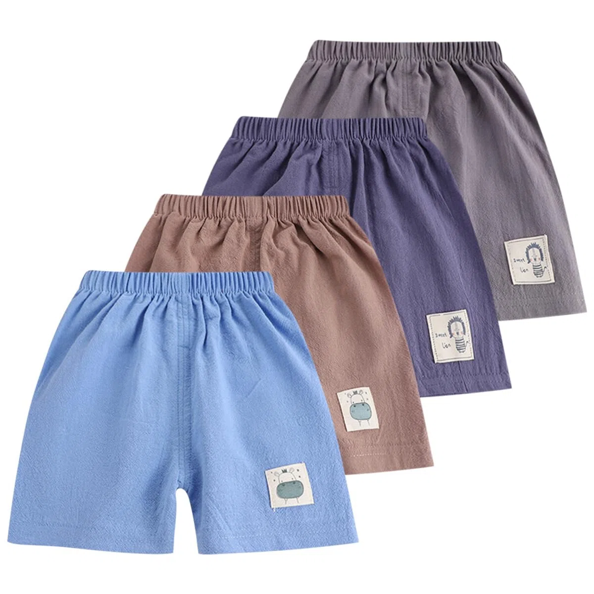 4er-Pack Baby Kinder Mädchen Jungen Shorts Baumwolle Leinen Sommer Kurze Hosen 6 Monate-5 Jahre Leichte Atmungsaktive Sommerhose Einfarbige Lässige Kurze Hosen Gr. 74/80/86/98/104/116