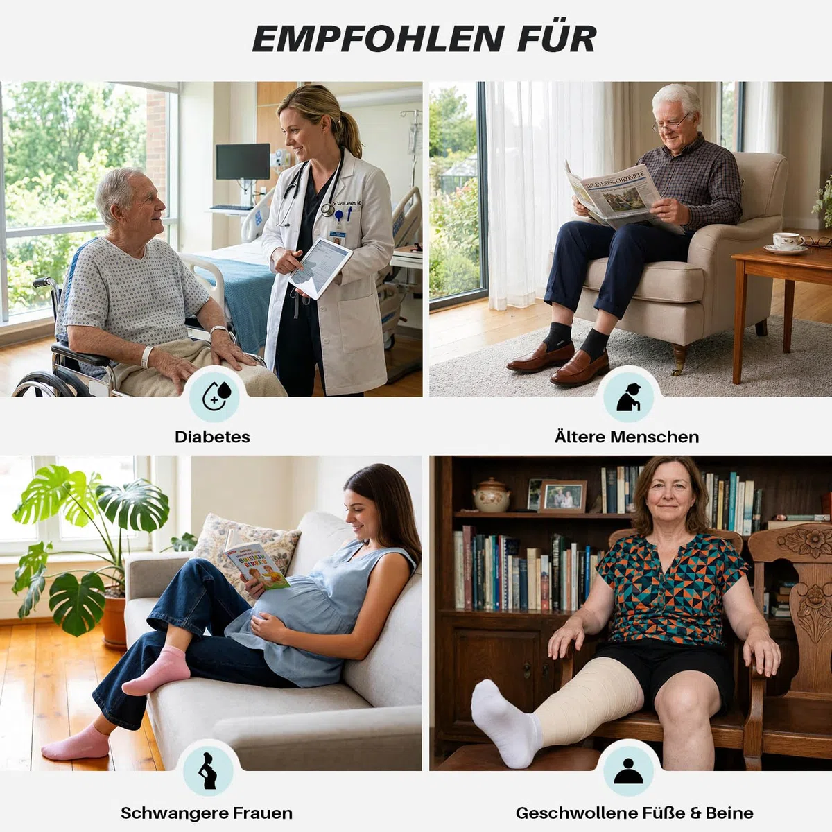 Bambus Socken Ohne Gummibund: Diabetikersocken Kurz für Herren Damen Ohne Gummi und Naht Gesundheitssocken Weiter Bund mit Plüschsohle für Geschwollene Füße Pastellfarben