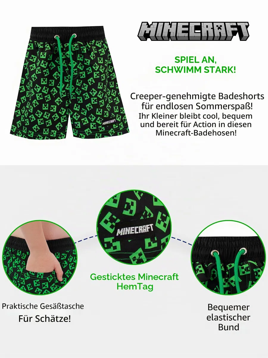 Minecraft Jungen Creeper Badeshorts