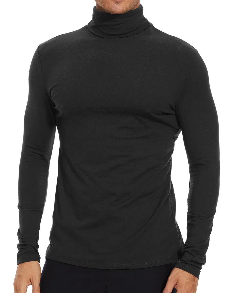 SIMIYA Herren Rollkragen Basic Männer Langarmshirt: Slim Fit Innenfleece Thermounterwäsche Oberteil Langarm Elastisch Rollkragenshirt Angenehm und Atmungsaktiv