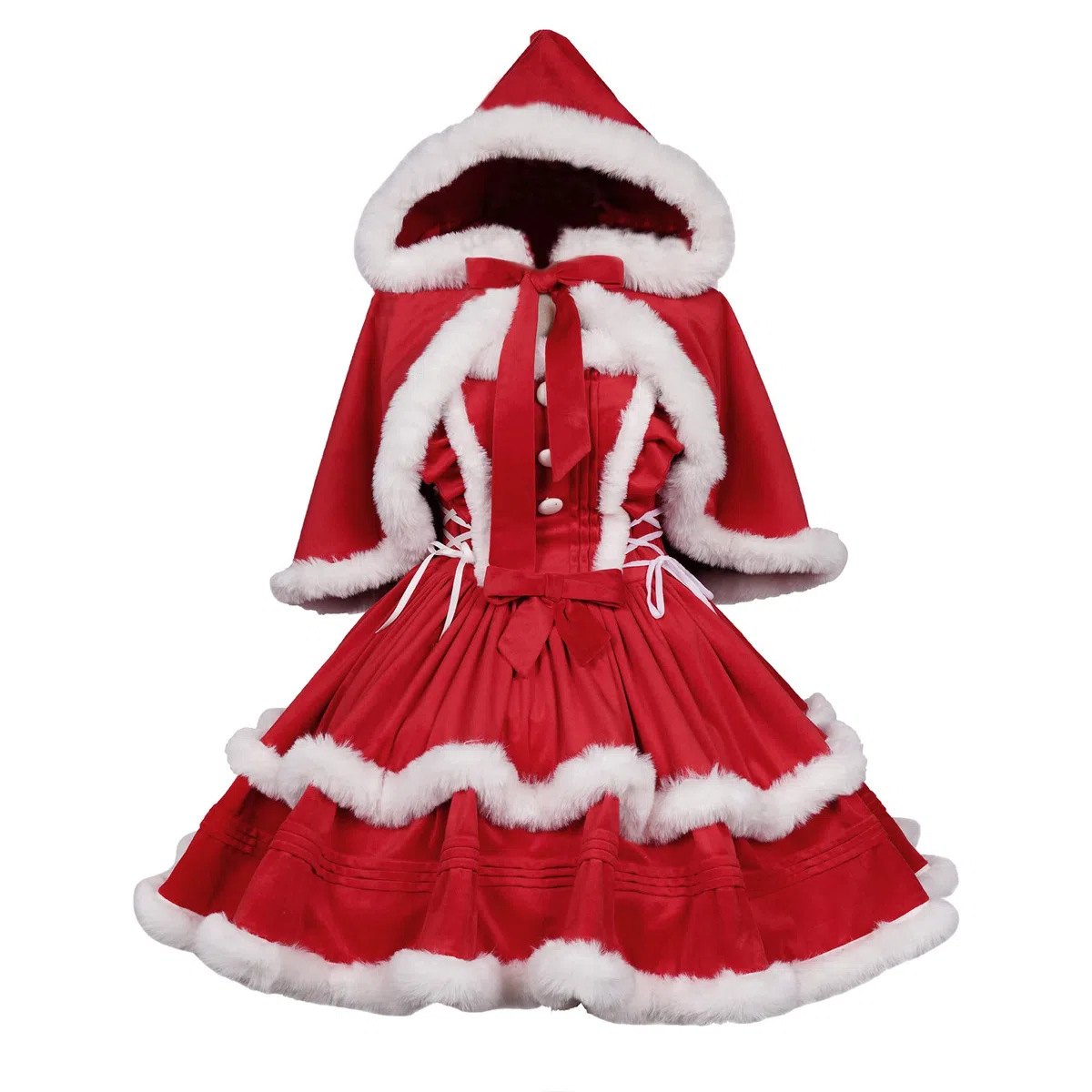 ZZEQYG Damen-Weihnachtskleider, Weihnachtsmann-Outfits, süßes Lolita-Kleid