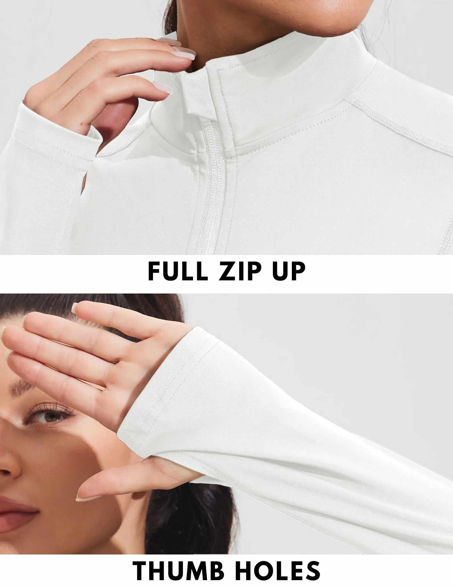 PINSPARK Damen Laufjacke Langarm Sportjacke Atmungsaktive Trainingsjacke Leicht Reißverschluss Sweatjacke Yoga Fitness Sport mit Tasche Daumenloch
