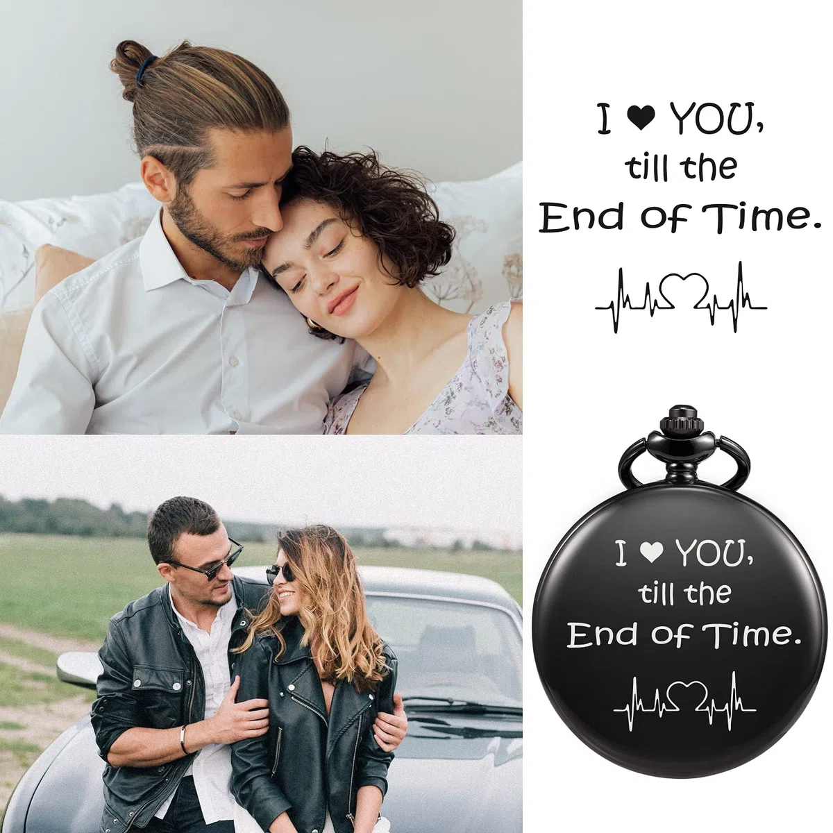 TREEWETO Herren Taschenuhr Geschenke für Ehemann Freund Geburtstag Valentinstag Hochzeitstag Vatertag Weihnachten, personalisierte Gravur für ihn