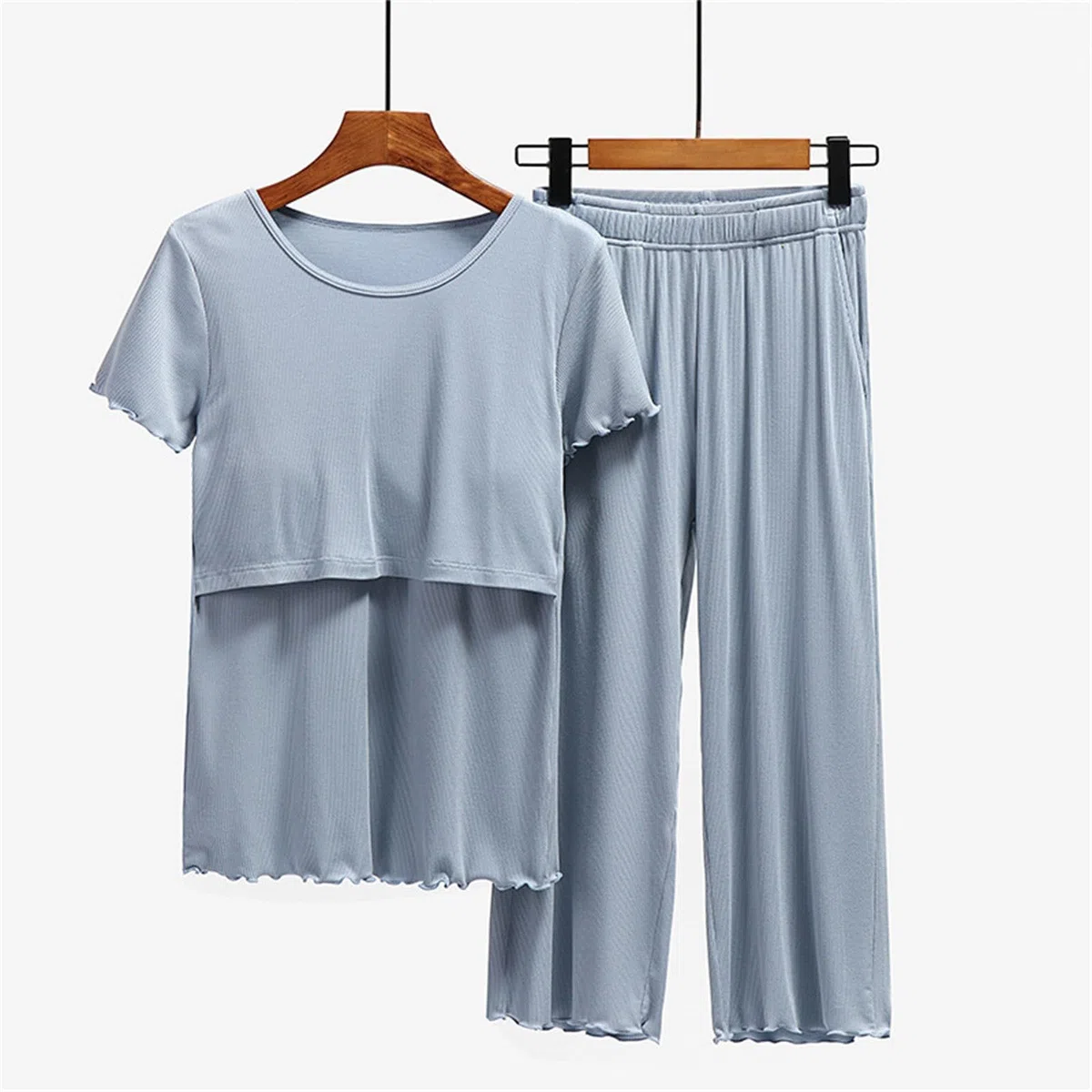 Umstands-Schlaf-Shirt, Schlafanzug, Ärmel, Nachtwäsche, Stillen, Damen-Shirt und Set, Baby, Umstands-Top, kurze Hose, Umstandsschlafanzug, Set
