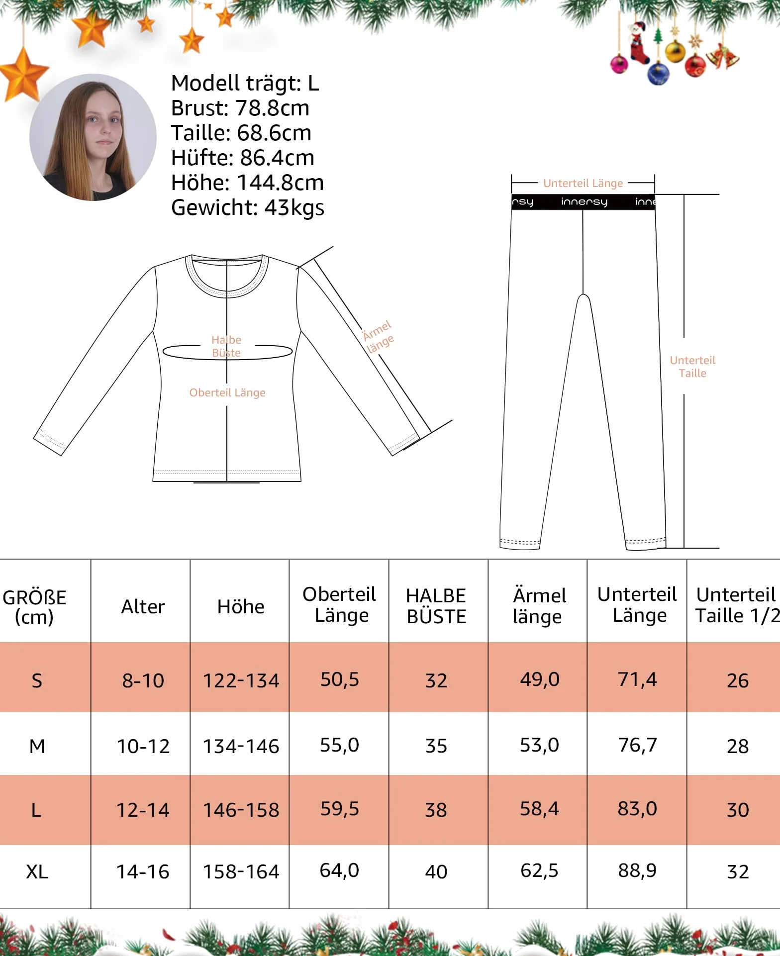 INNERSY Thermounterwäsche Kinder Schwarz Thermo Unterwäsche Mädchen Warm Funktionsunterwäsche (146-158, Schwarz)