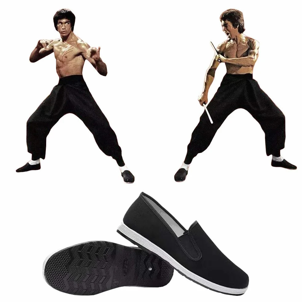 Kung Fu Tai Chi Kampfkunst Schuhe Gummisohle Unisex Leinwand Anti-Rutsch-Mode Qigong Trainer Schwarz