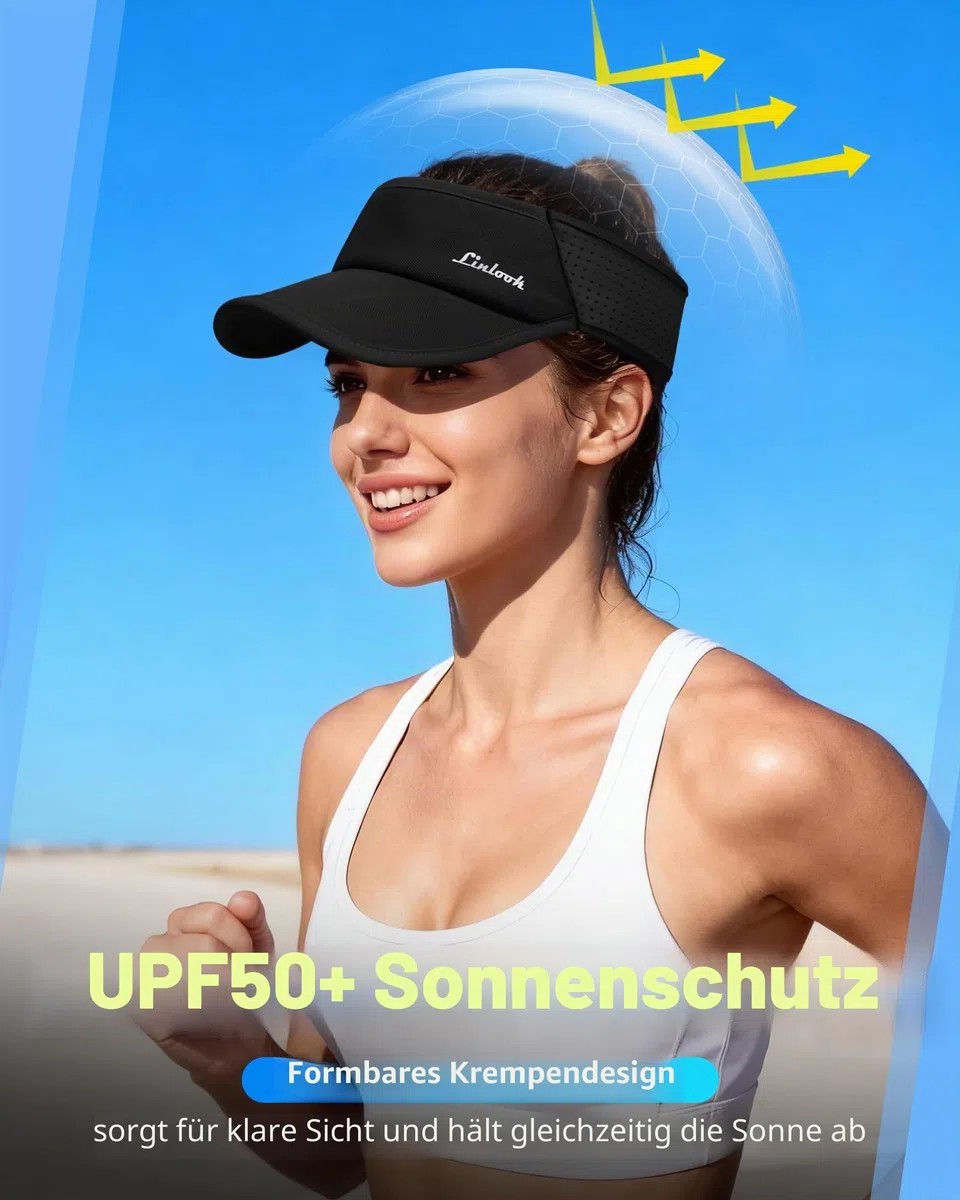 Visoren Cap Damen und Herren - UPF 50+ Sonnenblende mit Maschen, Schweißableitung Schirmmütze für Sommer Outdoor Tennis Radfahren